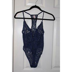 VS Navy Blue Lace Bodysuit